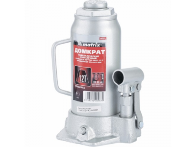 Домкрат гидравлический бутылочный, 12 т, h подъема 230–465 мм// MATRIX MASTER