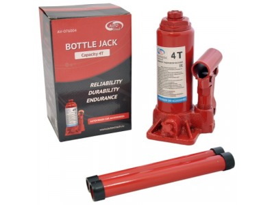 Домкрат гидравлический 4 т бутылочный, в коробке, красный
