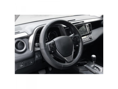 Оплетка, иск. кожа с тиснением, черная, 40 см / L