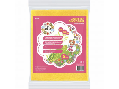 Салфетки вискозные универсальные 300*380 мм, 5шт.//ТМ Elfe /Россия от Elfe Салфетки вискозные универсальные 300*380 мм, 5шт.//ТМ Elfe /Россия