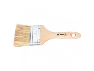 Кисть плоская "Евро" 1,5", натуральная щетина, деревянная ручка MATRIX
