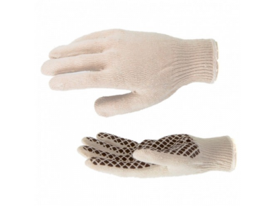 Перчатки трикотажные, ПВХ гель шахматный облив, оверлок Россия Сибртех