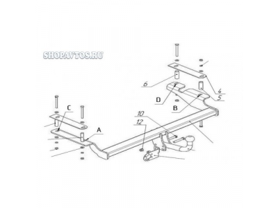 Фаркоп на Chevrolet Aveo хэтчбек 2002-2012гг.