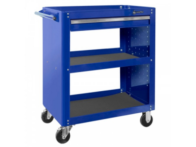 Тележка открытая, 3 полки и ящик, синяя