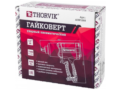 Гайковерт пневматический 1/2"DR 7500 об/мин, 680 Nm от THORVIK Гайковерт пневматический 1/2"DR 7500 об/мин, 680 Nm