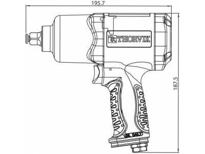 Гайковерт пневматический 1/2"DR 7500 об/мин, 680 Nm от THORVIK Гайковерт пневматический 1/2"DR 7500 об/мин, 680 Nm