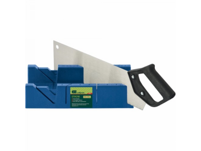 Стусло пластиковое синее, 4 угла для запила + пила 350мм СИБРТЕХ