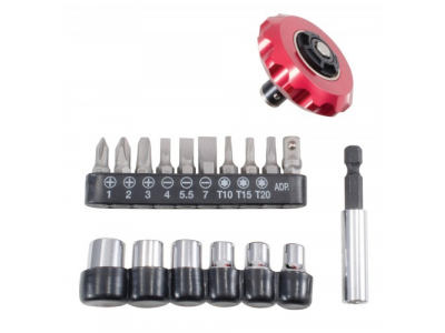 Отвертка трещоточная мини со сменными насадками 1/4", 18 пр.