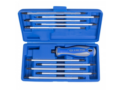 Набор отвертка со сменными жалами, 11 предметов, KING TONY от KING TONY Набор отвертка со сменными жалами, 11 предметов, KING TONY