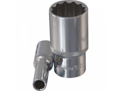 Головка торцевая 12 гранная глубокая 1/2"DR 19мм., Ombra 112219