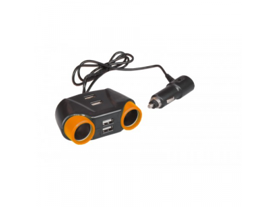 Разветвитель прикуривателя на 2 гнезда+4 USB 12/24 В «SKYBEAR»